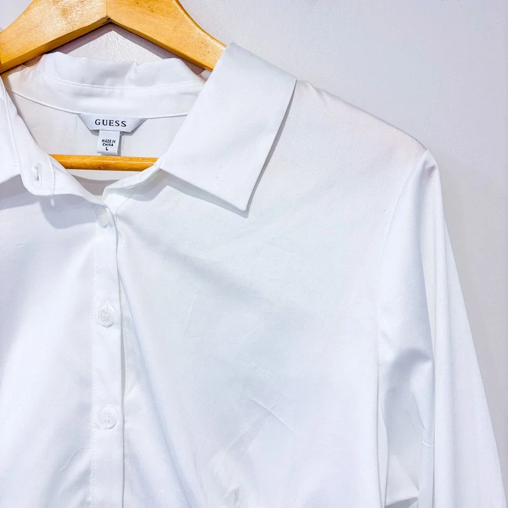 GUESS White poplin button down shirt | Minimalist‎ classic | Large - Picture 6 of 12